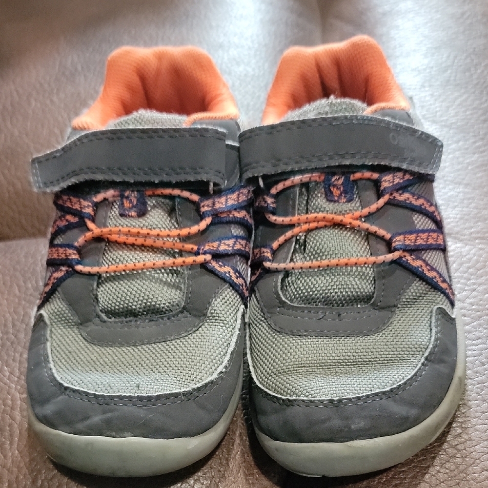 OshKosh B'gosh Gray and Orange Athletic Sneakers with Velcro